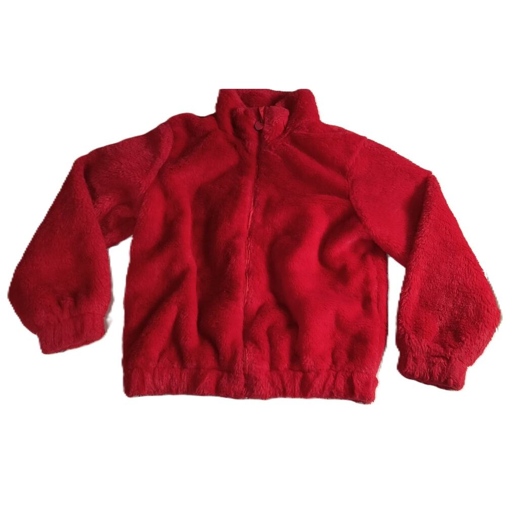 365 Kids From Garanimals Girls' Faux Fur Zip Up Jacket Outdoor Red Size 8 G001